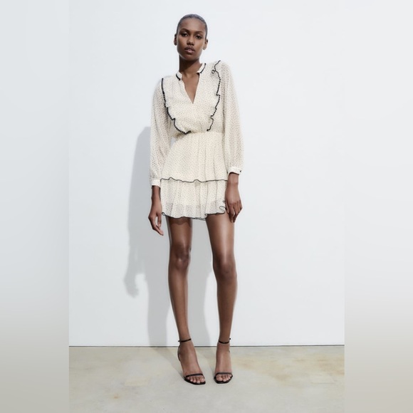 ZARA Dotted Mini Dress - Picture 4 of 10